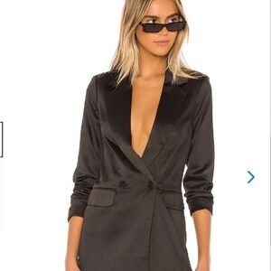 Superdown Black Satin Miley Oversized Blazer Dress Women's Size Small NWT